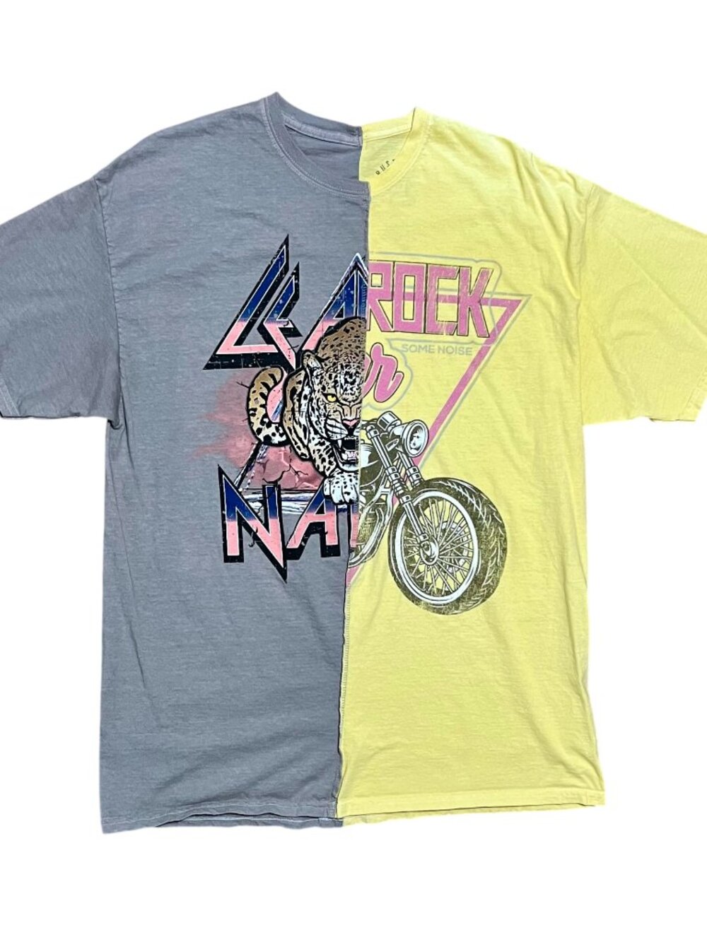 Def Leppard Motorcycle Make Some Noise Split Custom Graphic T-Shirt, Men's Large